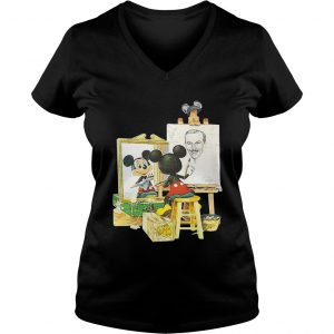 Walt Disney and Mickey Mouse self portrait shirt Ladies Vneck