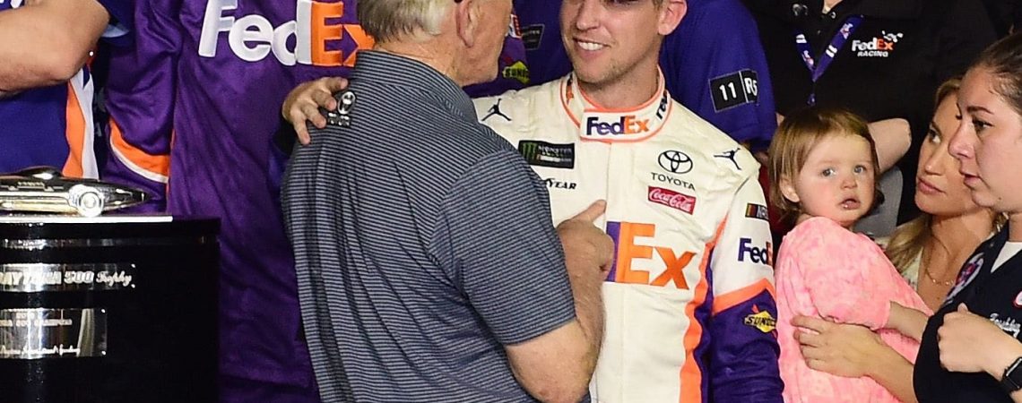 Denny Hamlin honors J.D. Gibbs after winning crash-filled Daytona 500
