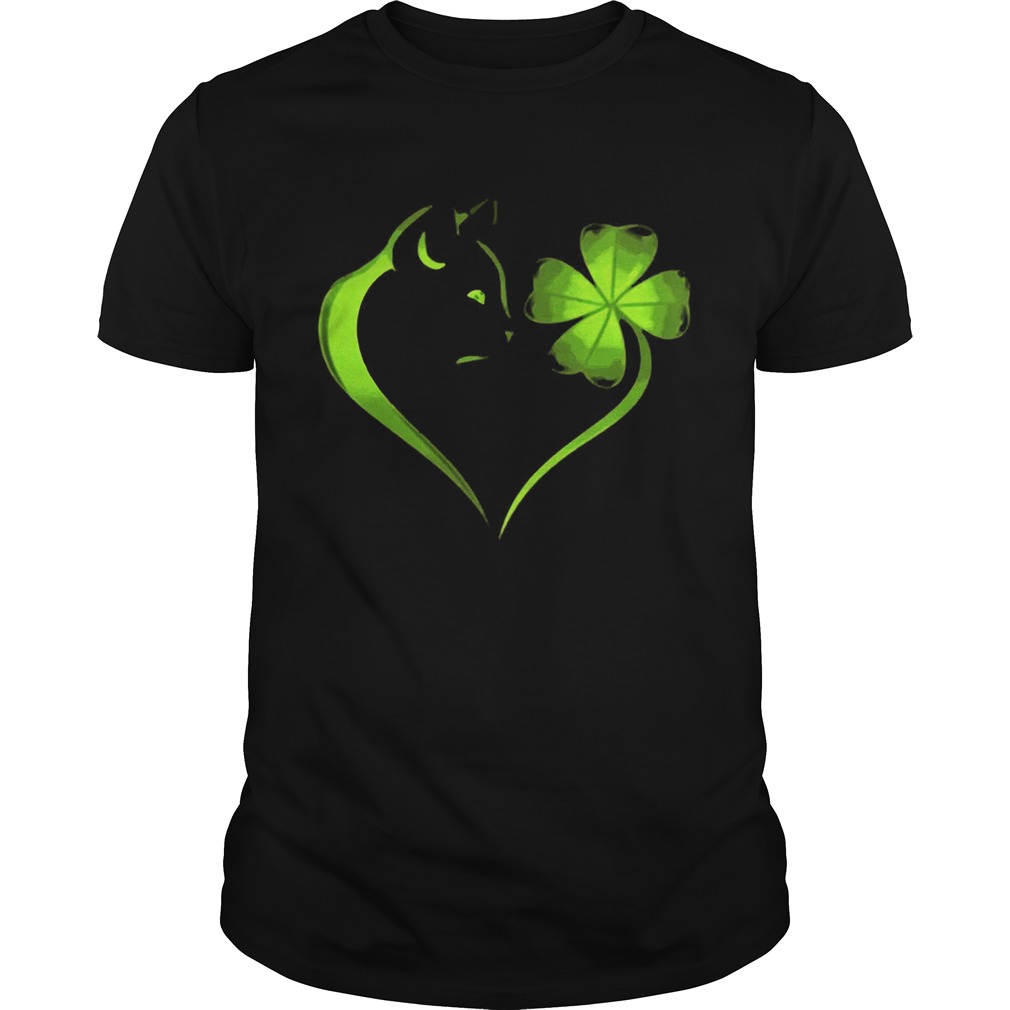 Cat Irish Four leaf clover heart T-Shirt