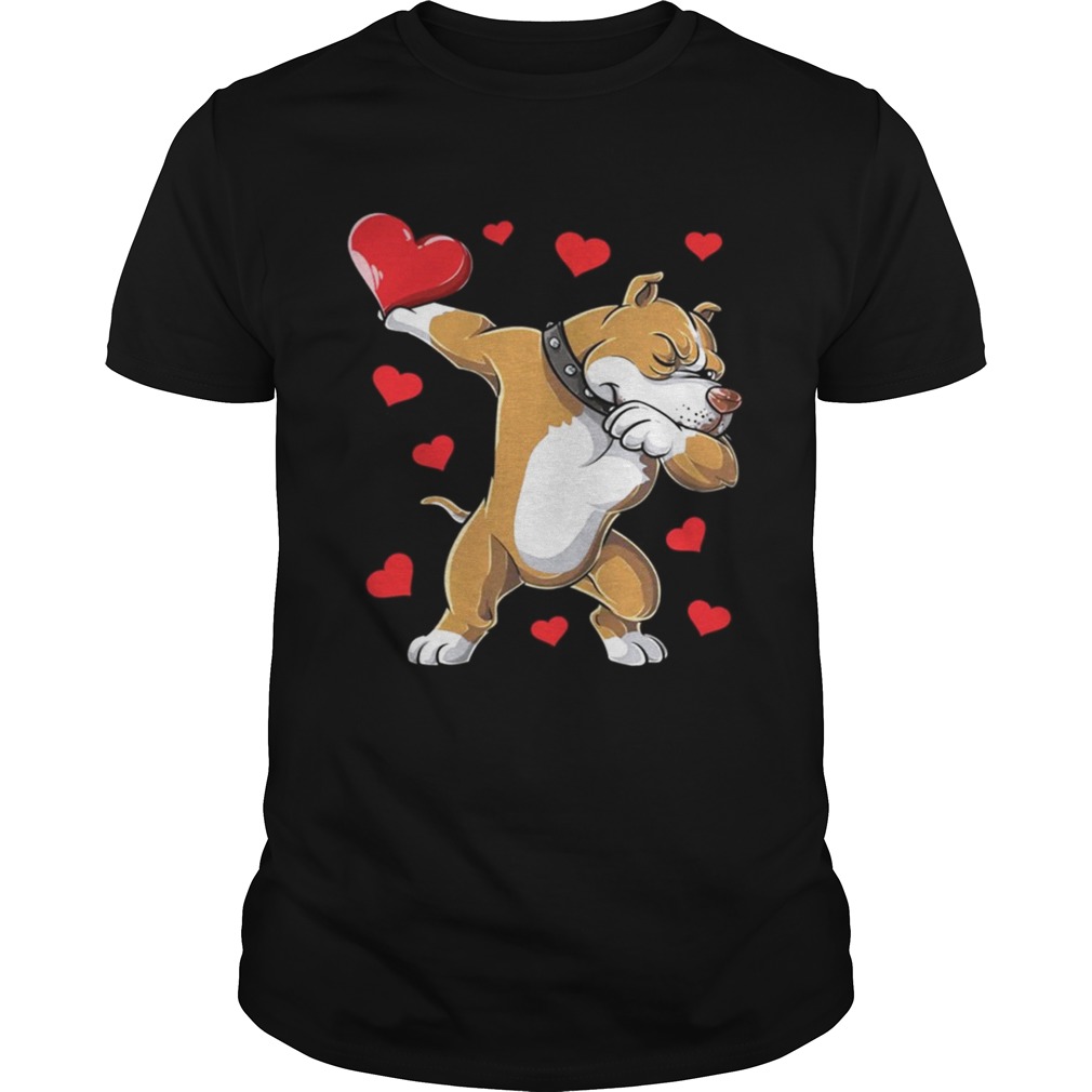 Dabbing Pit Bull Valentines Day Dog Lover Heart Shirt