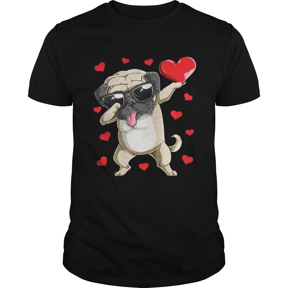 Dabbing Pug Valentines Day Dog Lover Heart Shirt