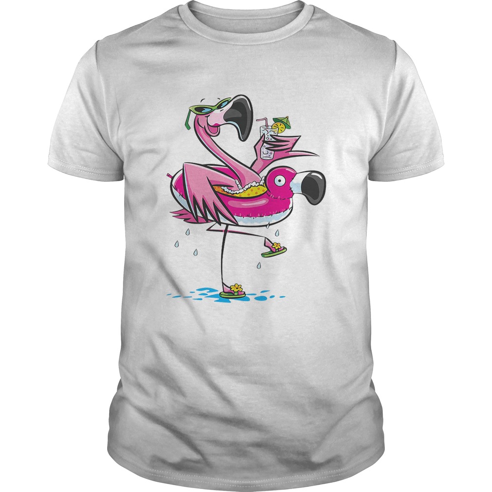 Flamingo on the flamingo float tube drinking juice shirt - Trend Tee ...