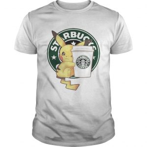 Guys Pikachu and Starbucks coffee shirt