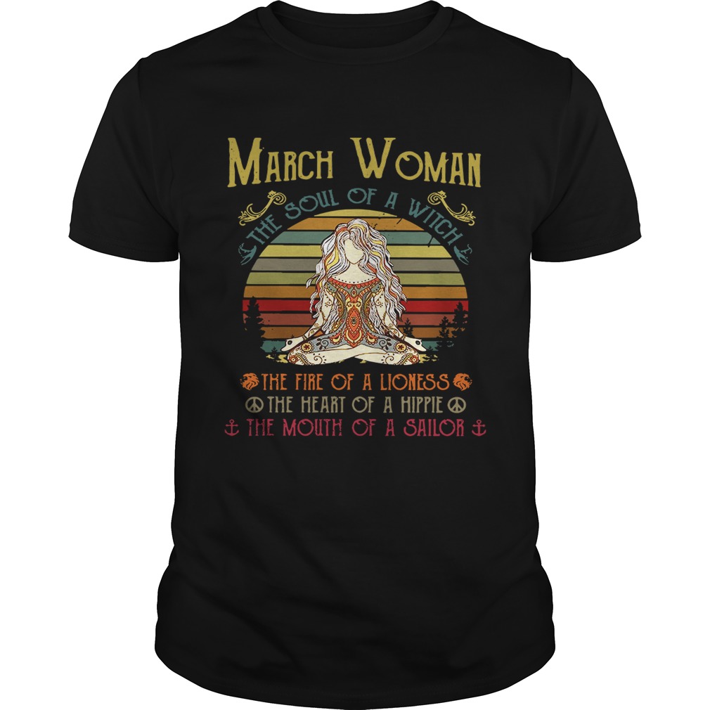 Yoga March woman the soul of a witch the fire of a lioness shirt