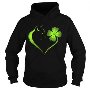Hoodie Cat Irish Four leaf clover heart T-Shirt