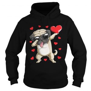 Hoodie Dabbing Pug Valentines Day Dog Lover Heart Shirt