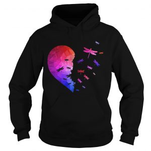 Hoodie Dragonfly flying heart shirt