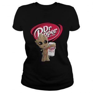 Ladies Tee Baby Groot hug Dr Pepper shirtLadies Tee Baby Groot hug Dr Pepper shirt