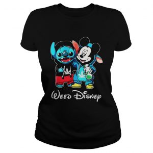 Ladies Tee Baby Stitch and Mickey mouse Weed Disney shirt