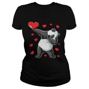 Ladies Tee Dabbing Panda Heart Valentines Day Bear Shirt