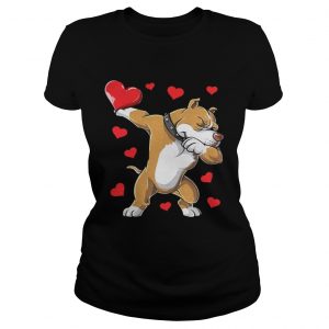 Ladies Tee Dabbing Pit Bull Valentines Day Dog Lover Heart Shirt