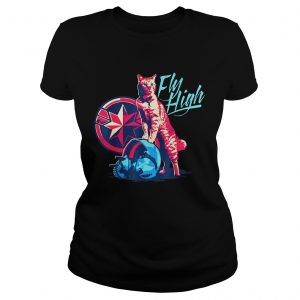Ladies Tee Fly High Captain Marvel Cat Shirt