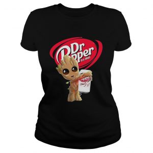 Ladies Tee Groot hugging Dr Pepper shirt