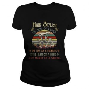 Ladies Tee Hair stylist the soul of a witch the fire of a lioness vintage shirt