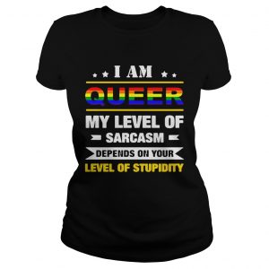 Ladies Tee I am queer my level of sarcasm depends on your level of stupidity shirt