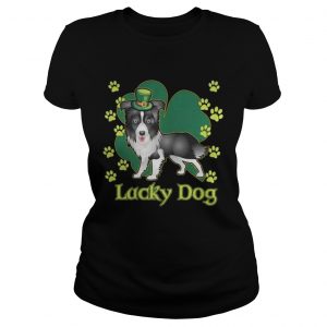 Ladies Tee Lucky Dog Siberian Husky Shamrock St Patricks Day Shirt