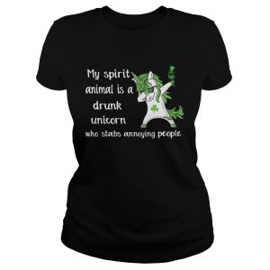 Ladies Tee My spirit animal is a drunk unicorn who stabs annoying people shirt