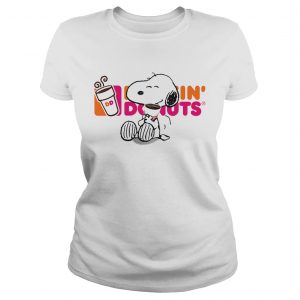 Ladies Tee Snoopy drinking Dunkin Donut shirt
