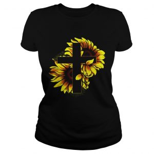 Ladies Tee Sunflower Christian Cross shirt
