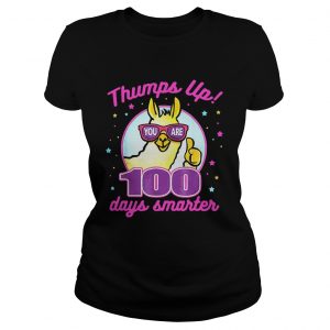 Ladies Tee Thumps Up 100 Days Smarter Llama Shirt