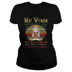 Ladies Tee Yoga May woman the soul of a witch the fire of a lioness shirt