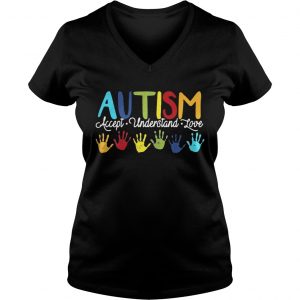 Ladies Vneck Autism accept understand love shirt