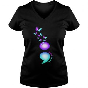 Ladies Vneck Butterfly semicolon choose to keep going shirt