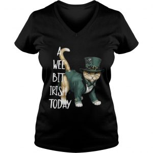 Ladies Vneck Cat A wee bit irish today shirt