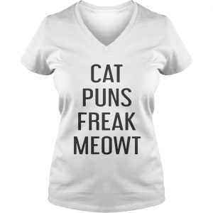Ladies Vneck Cat puns freak meowt shirt