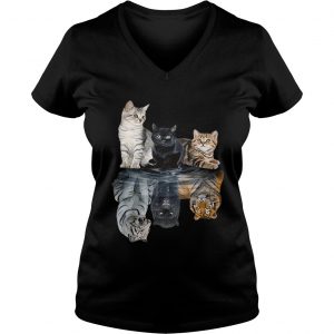 Ladies Vneck Cats reflection tigers shirt