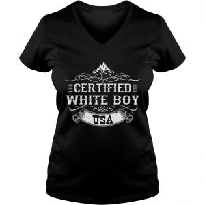 Ladies Vneck Certified white boy USA shirt