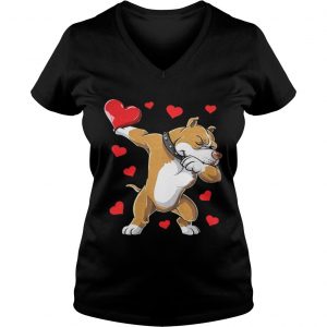 Ladies Vneck Dabbing Pit Bull Valentines Day Dog Lover Heart Shirt