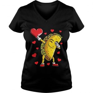 Ladies Vneck Dabbing Taco Heart Valentines Day Food Lovers Shirt