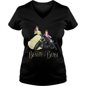 Ladies Vneck Disney Beauty and the Beast Belle motorcycle shirt