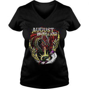 Ladies Vneck Dragon August burns red shirt