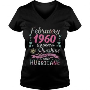 Ladies Vneck February 1960 59 years of being sunshine mixed with a little hurricane shirt