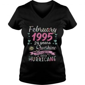 Ladies Vneck February 1995 24 years sunshine mixed with a little hurricane shirt