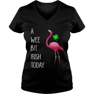 Ladies Vneck Flamingos pink a wee bit Irish today shirt