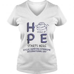 Ladies Vneck HPE CVSA starts here Cyclic Vomiting Syndrome international day shirt