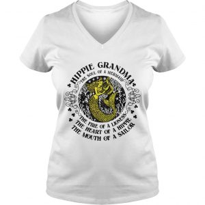 Ladies Vneck Hippie grandma the soul of a mermaid the fire of a lioness shirt