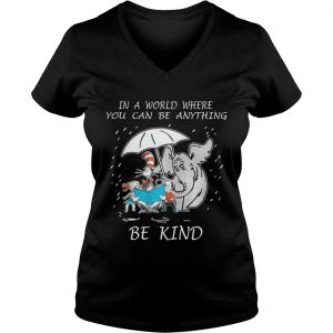 Ladies Vneck In a world where you can be anything be kind shirt