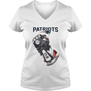 Ladies Vneck Infinity Gauntlet New England Patriots Shirt