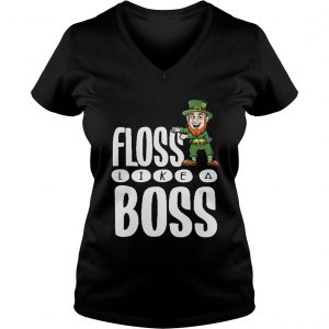 Ladies Vneck Leprechaun floss like a boss shirt