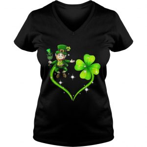 Ladies Vneck Leprechaun four leaf clover shirt