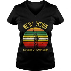 Ladies Vneck Liberty Enlightening the world New York its where my story begins retro shirt
