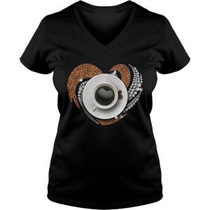 Ladies Vneck Love coffee Bling shirt