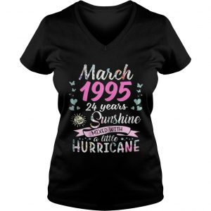Ladies Vneck March 1995 24 years sunshine mixed with a little hurricane shirt