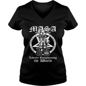 Ladies Vneck Masa America satanic again make liberty enlightening the World shirt