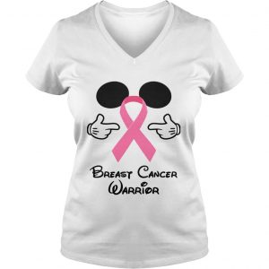 Ladies Vneck Mickey Mouse breast cancer warrior shirt