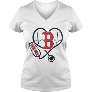 Ladies Vneck Nurse Boston Red Sox heart shirt